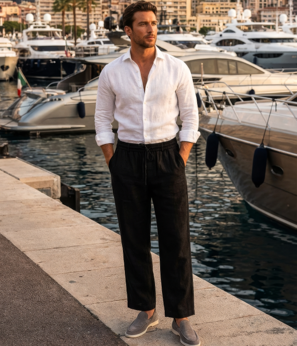 Black Linen Trousers